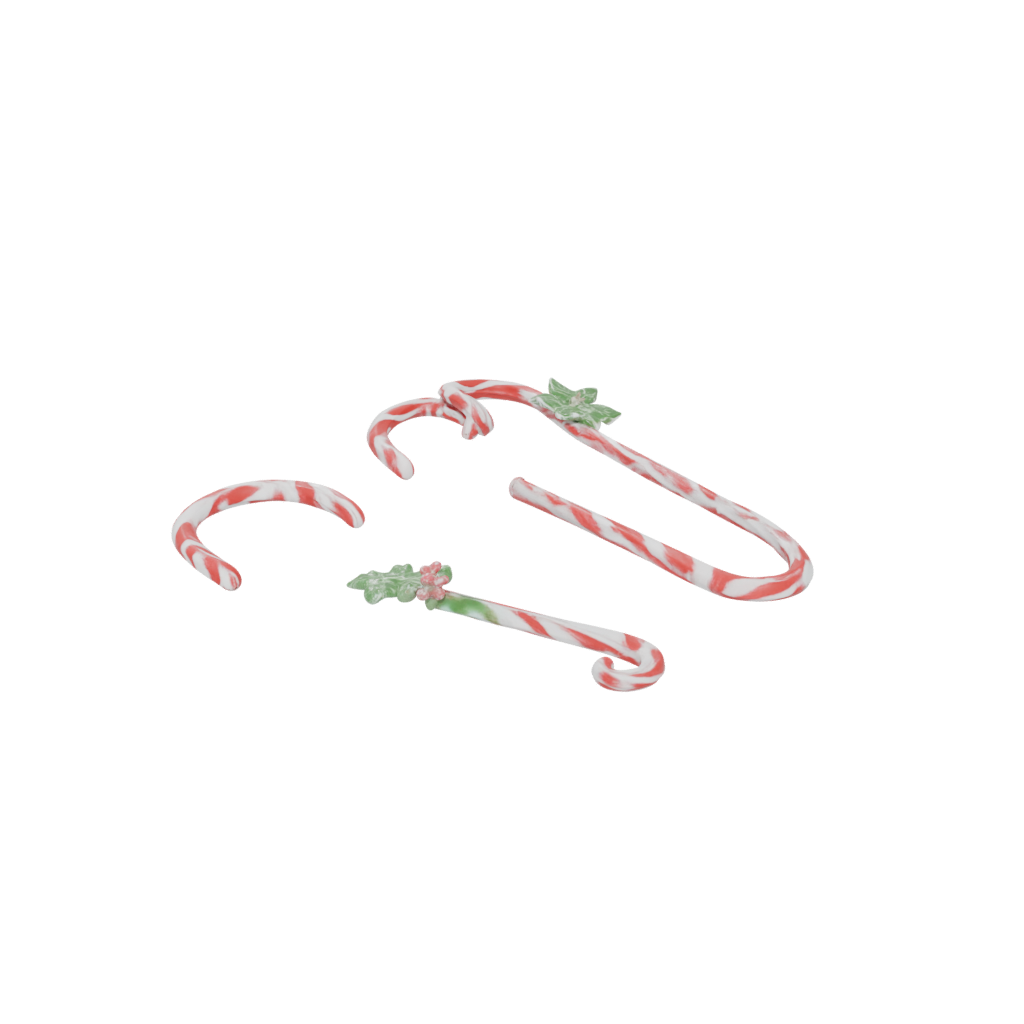Neon Ornate Candy Cane Hook Pair — seasonal 3D print model, STL