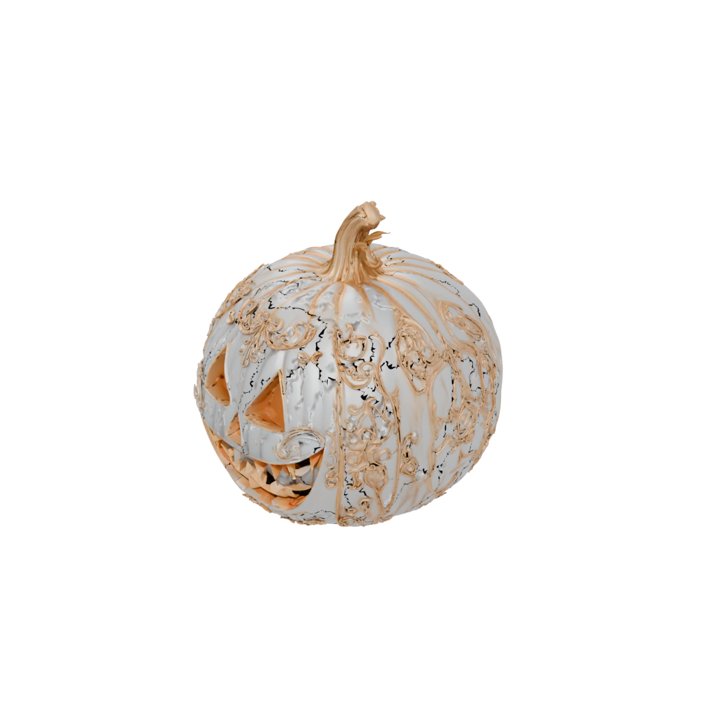 Neon Ornate Jack-O-Lantern With Carved Grin — seasonal 3D print model, STL