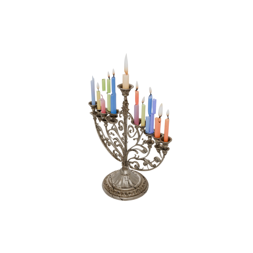 Neon Ornate Menorah Candle Stand — seasonal 3D print model, STL