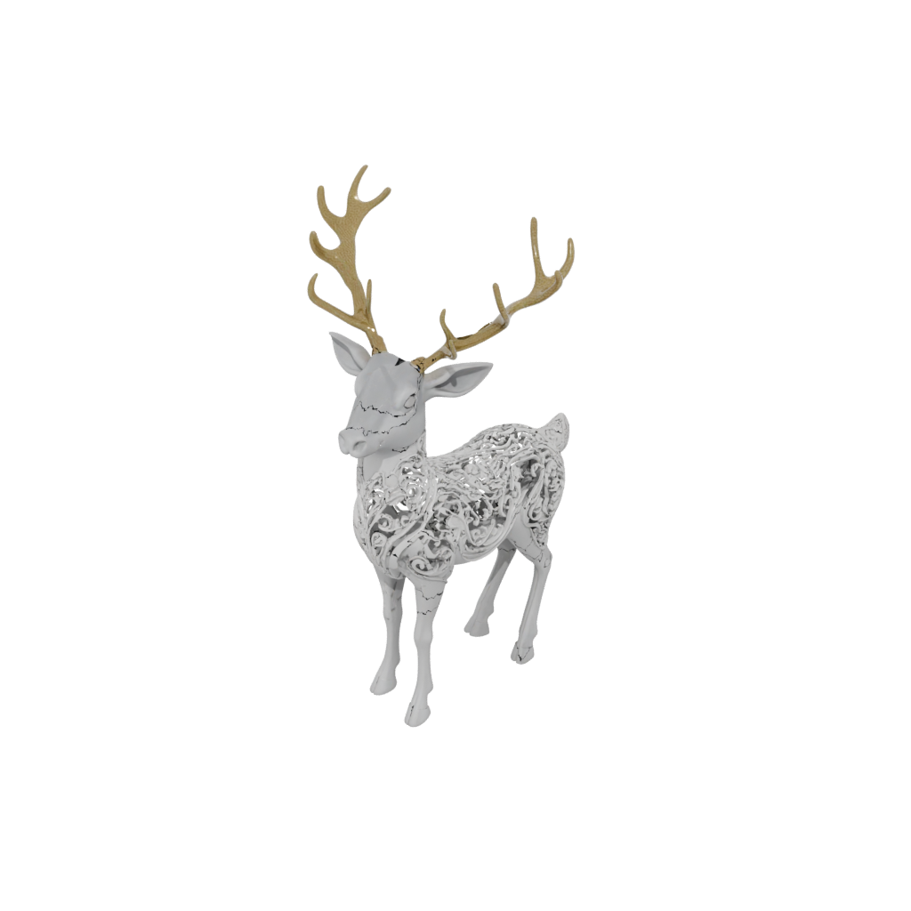 Neon Ornate Reindeer Figurine — seasonal 3D print model, STL