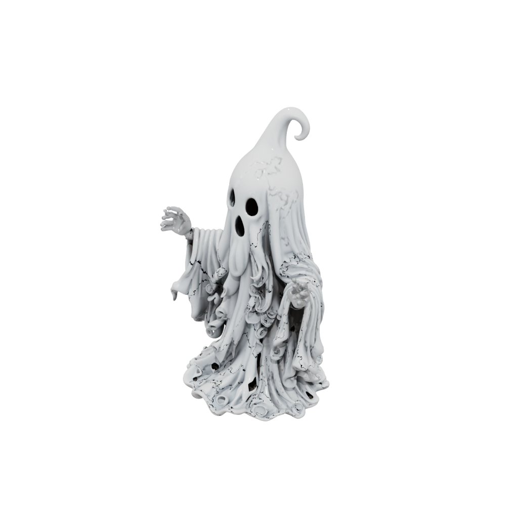 Neon Ornate Spooky Ghost Figurine — seasonal 3D print model, STL