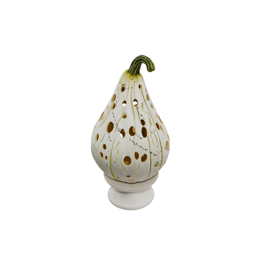 Neon Rustic Carved Gourd Figure — seasonal 3D print model, STL