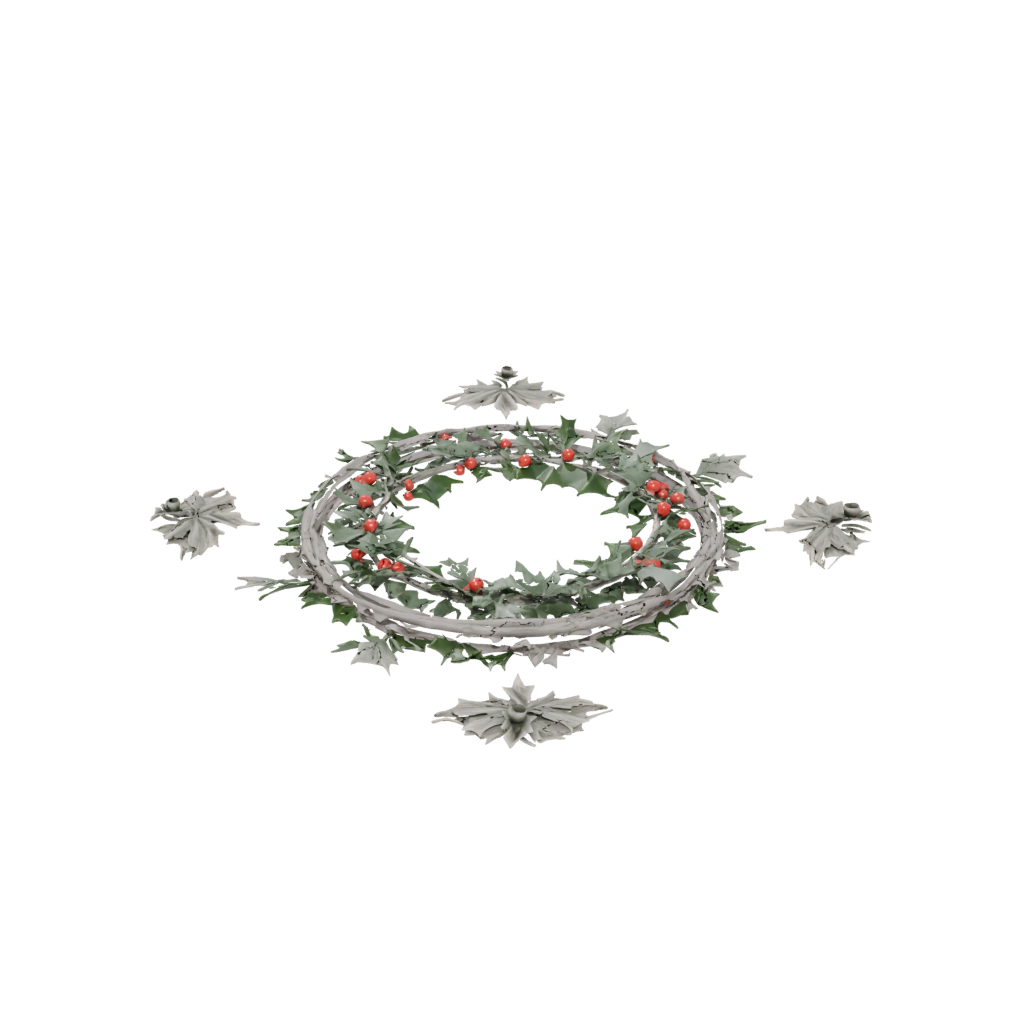 Neon Rustic Holly Wreath Relief — seasonal 3D print model, STL