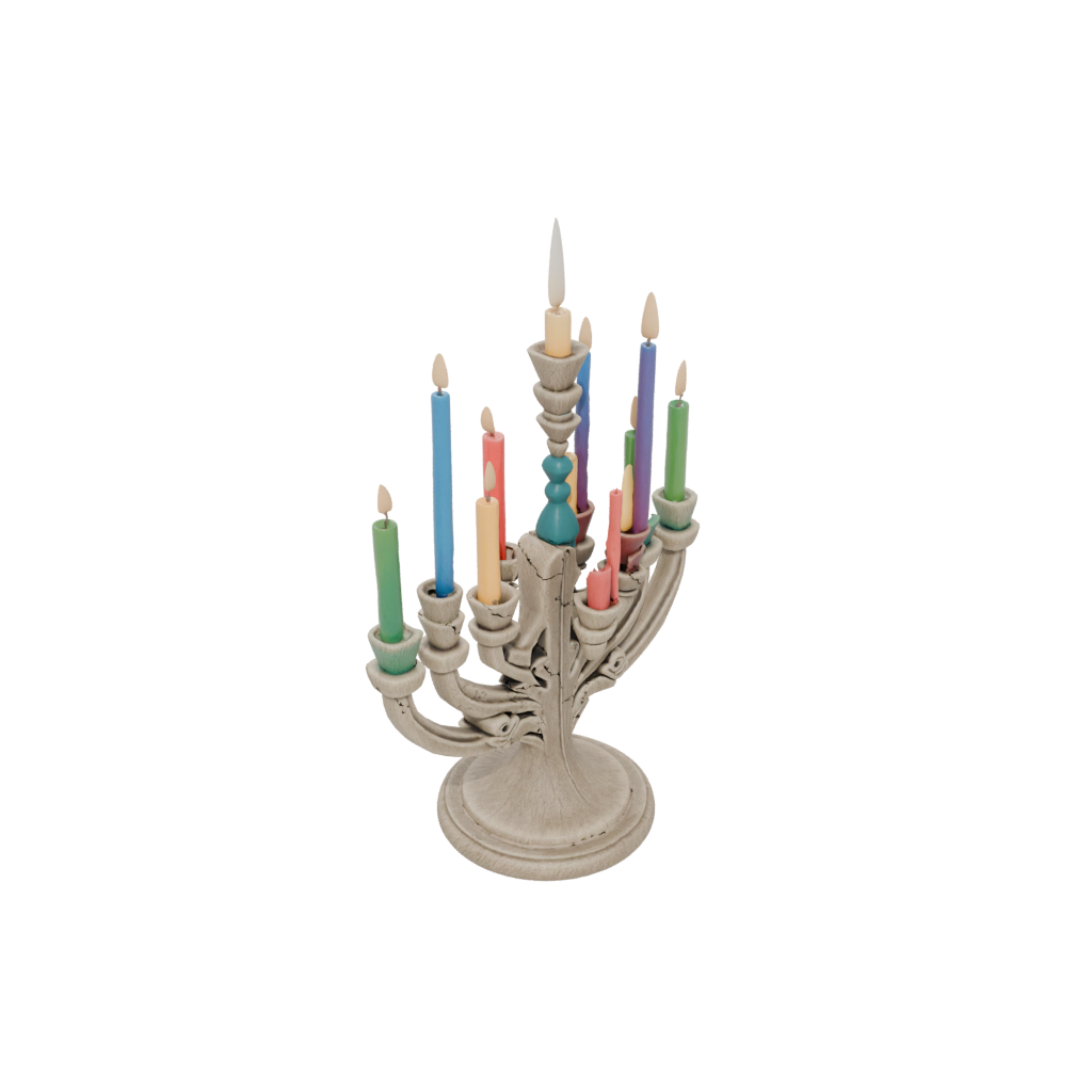 Neon Rustic Menorah Candle Stand — seasonal 3D print model, STL