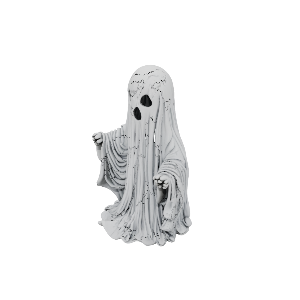 Neon Rustic Spooky Ghost Figurine — seasonal 3D print model, STL