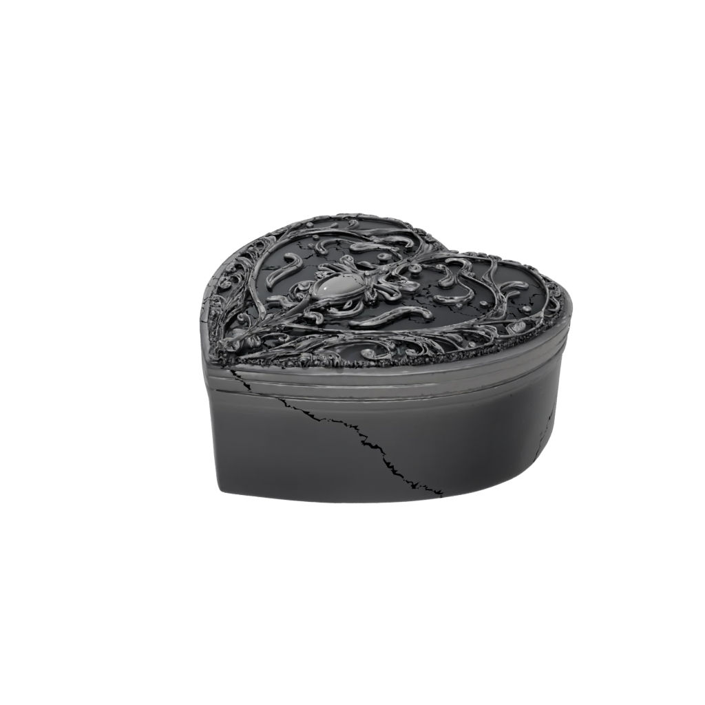 Obsidian Ornate Heart Trinket Box