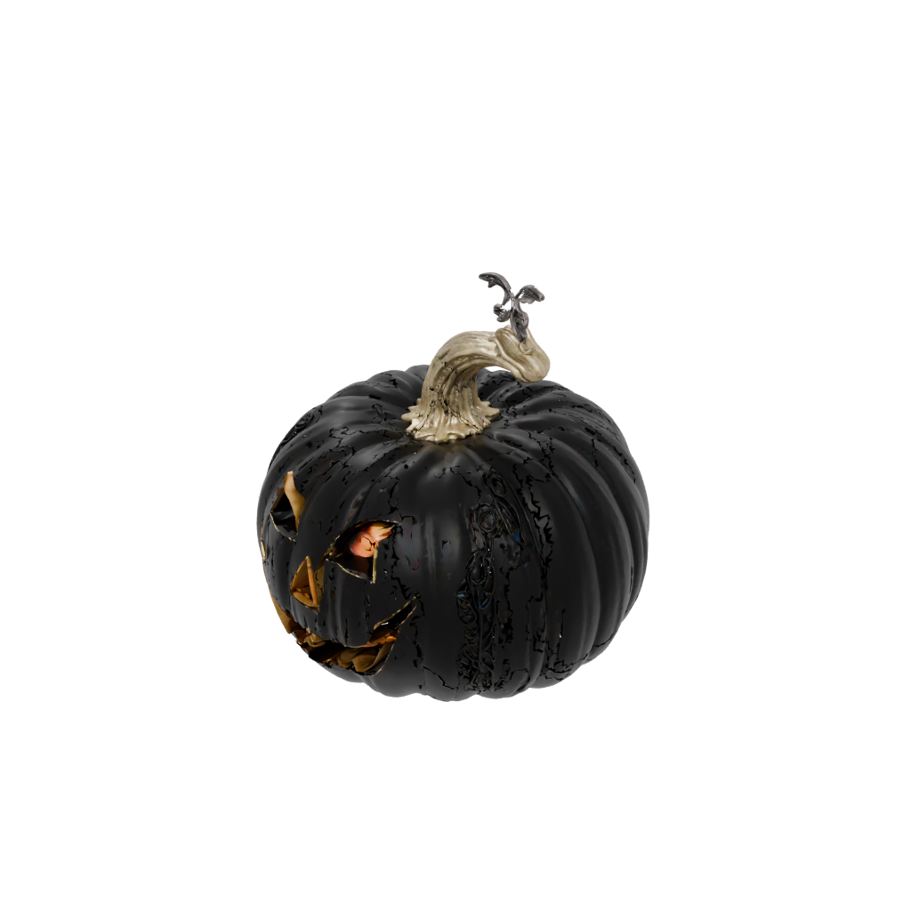 Obsidian Ornate Jack-O-Lantern With Carved Grin
