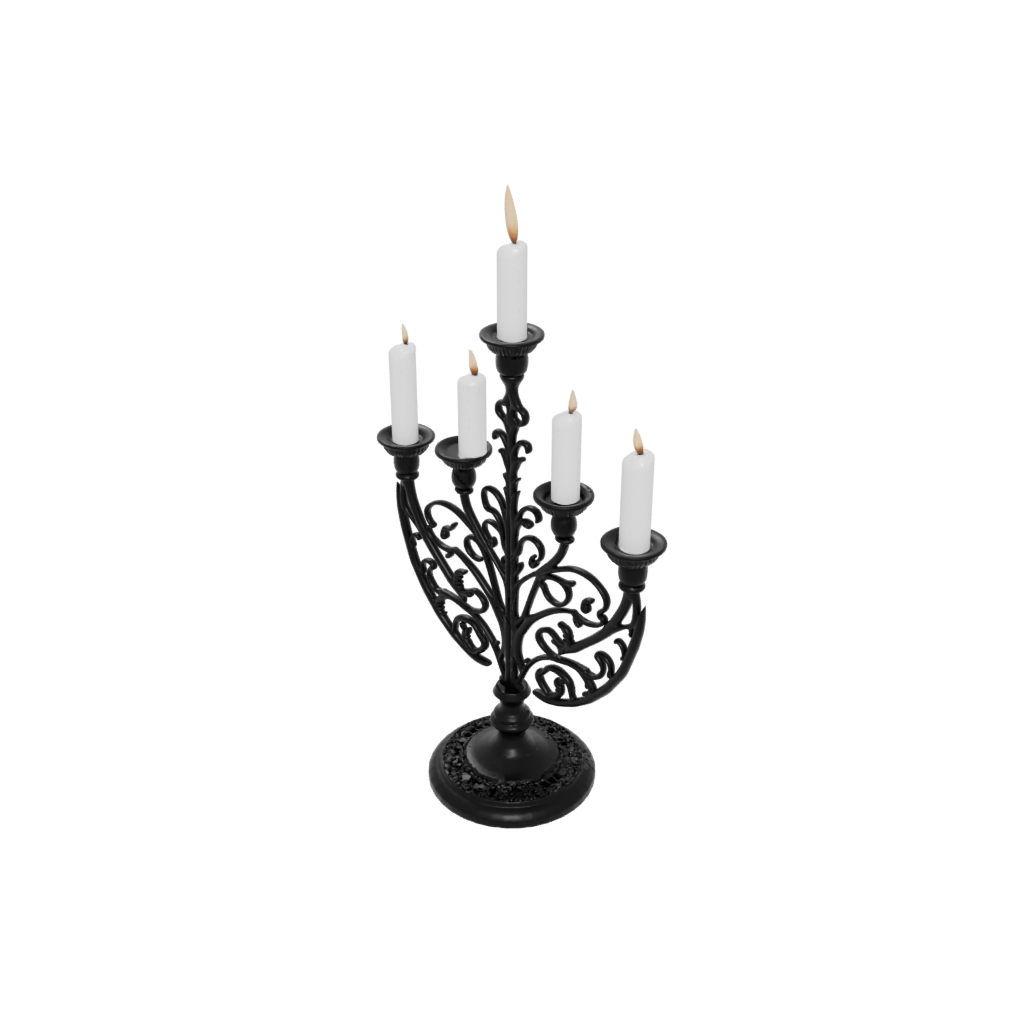 Obsidian Ornate Menorah Candle Stand — seasonal 3D print model, STL