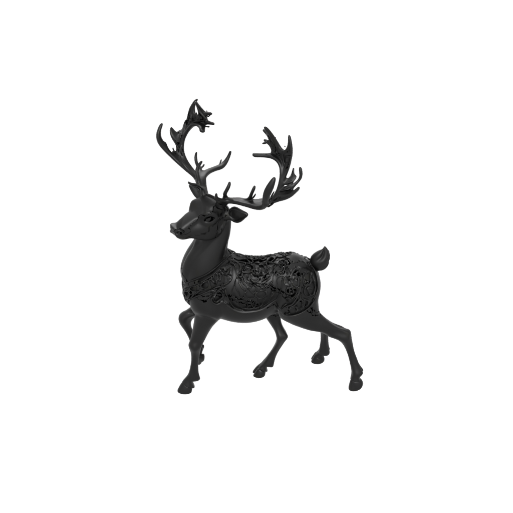 Obsidian Ornate Reindeer Figurine