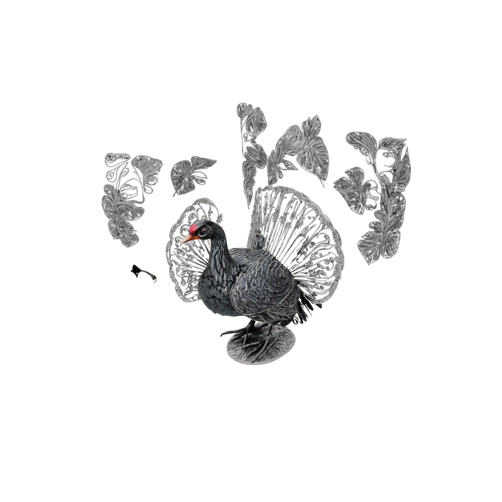 Obsidian Ornate Turkey Centerpiece Figure