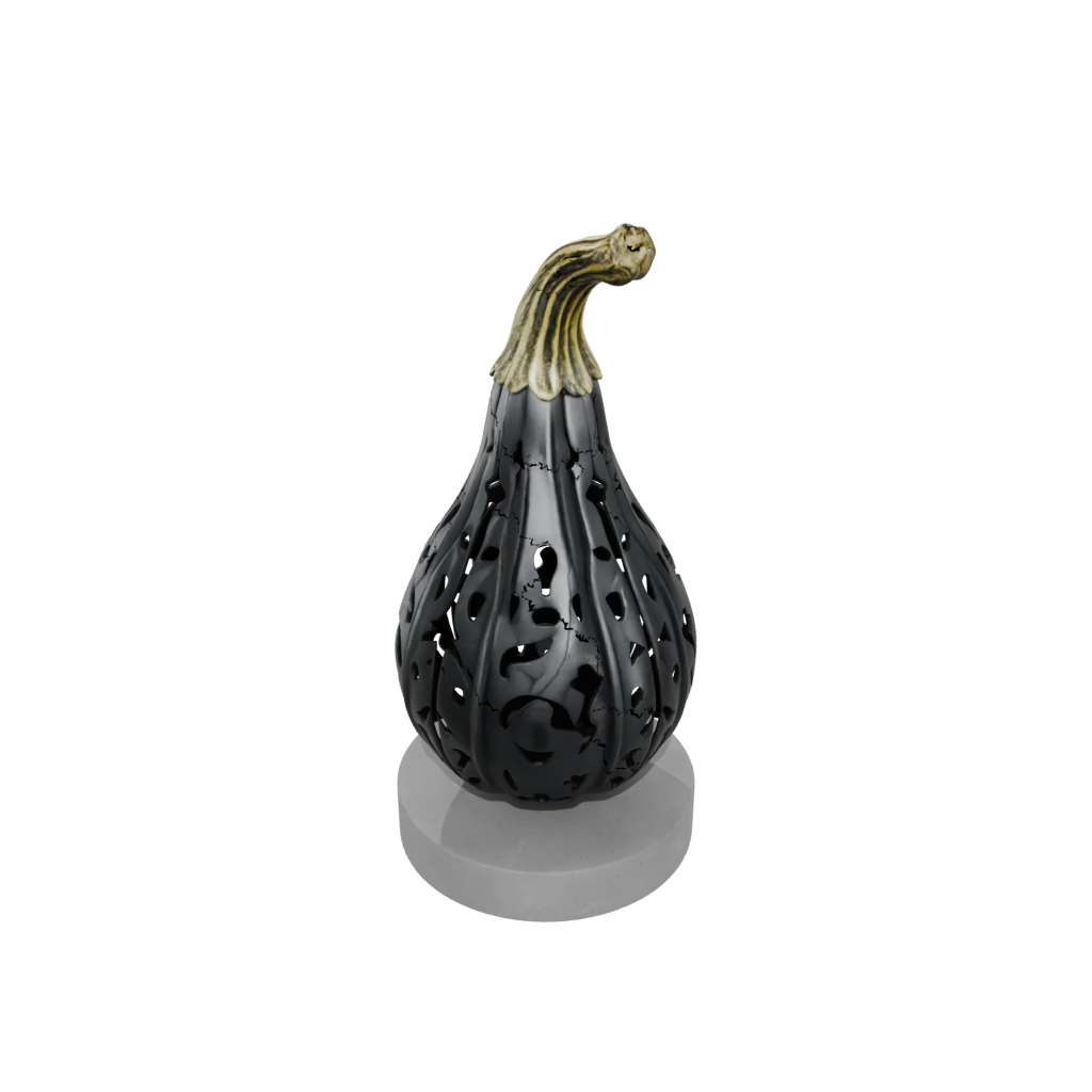 Obsidian Rustic Carved Gourd Figure — seasonal 3D print model, STL