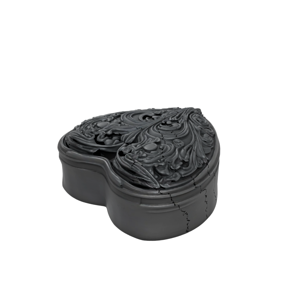 Obsidian Rustic Heart Trinket Box — seasonal 3D print model, STL