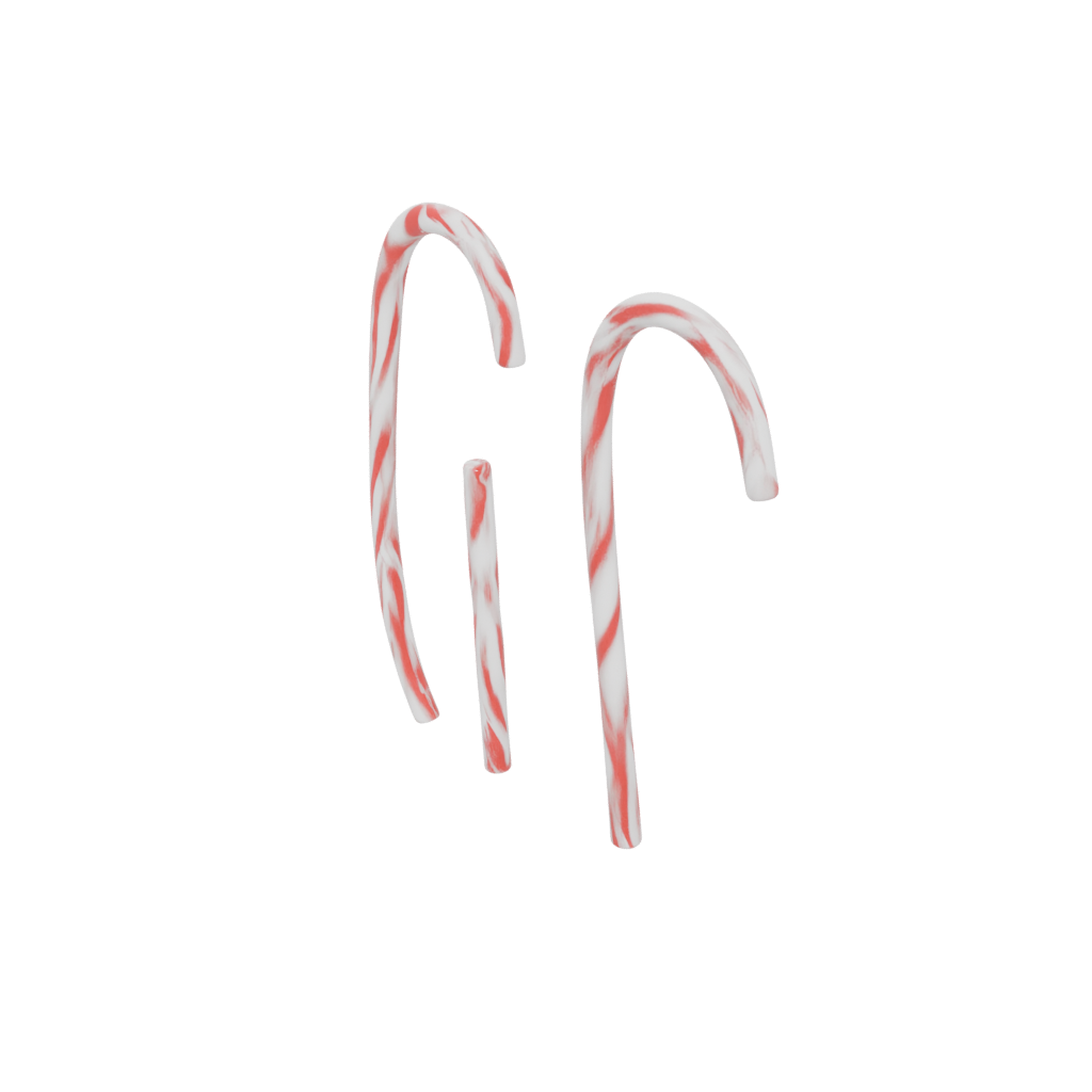 Pastel Candy Cane Hook Pair — seasonal 3D print model, STL