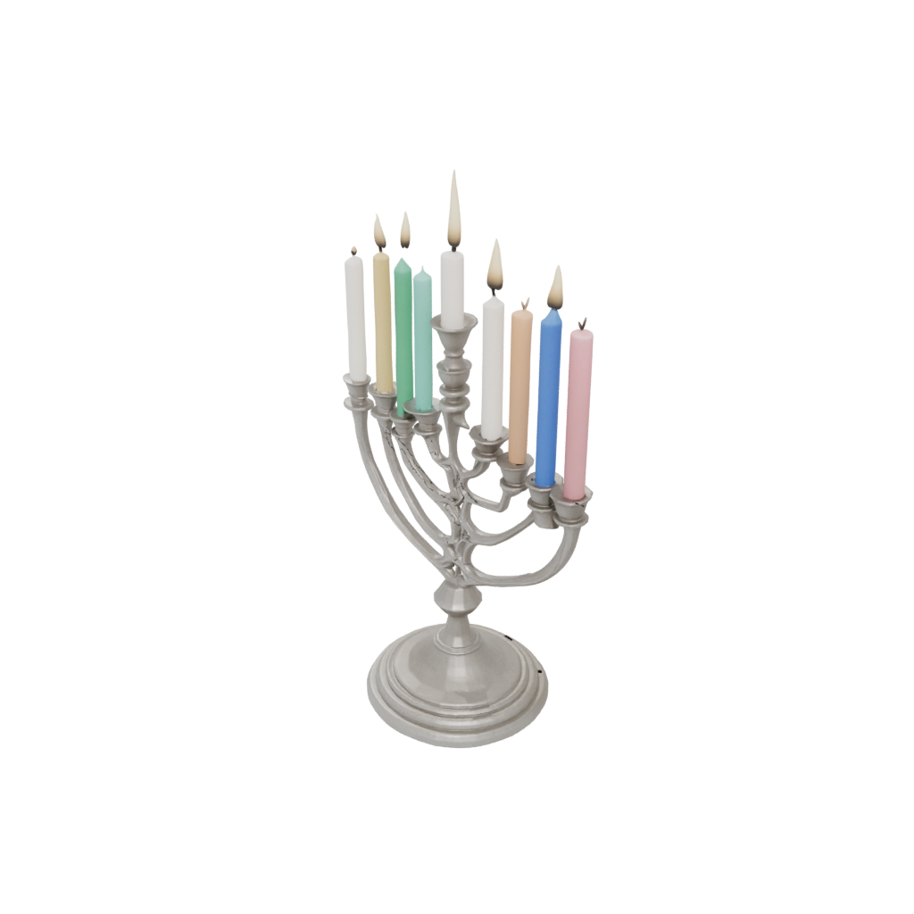 Pastel Menorah Candle Stand — seasonal 3D print model, STL
