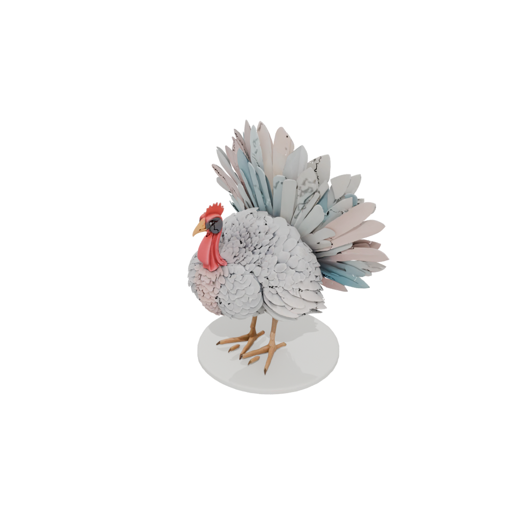 Pastel Turkey Centerpiece Figure — seasonal 3D print model, STL