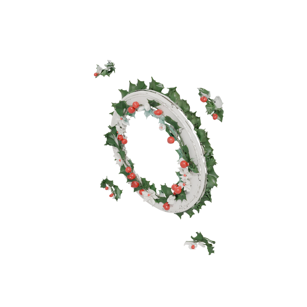 Pastel Cute Holly Wreath Relief — seasonal 3D print model, STL