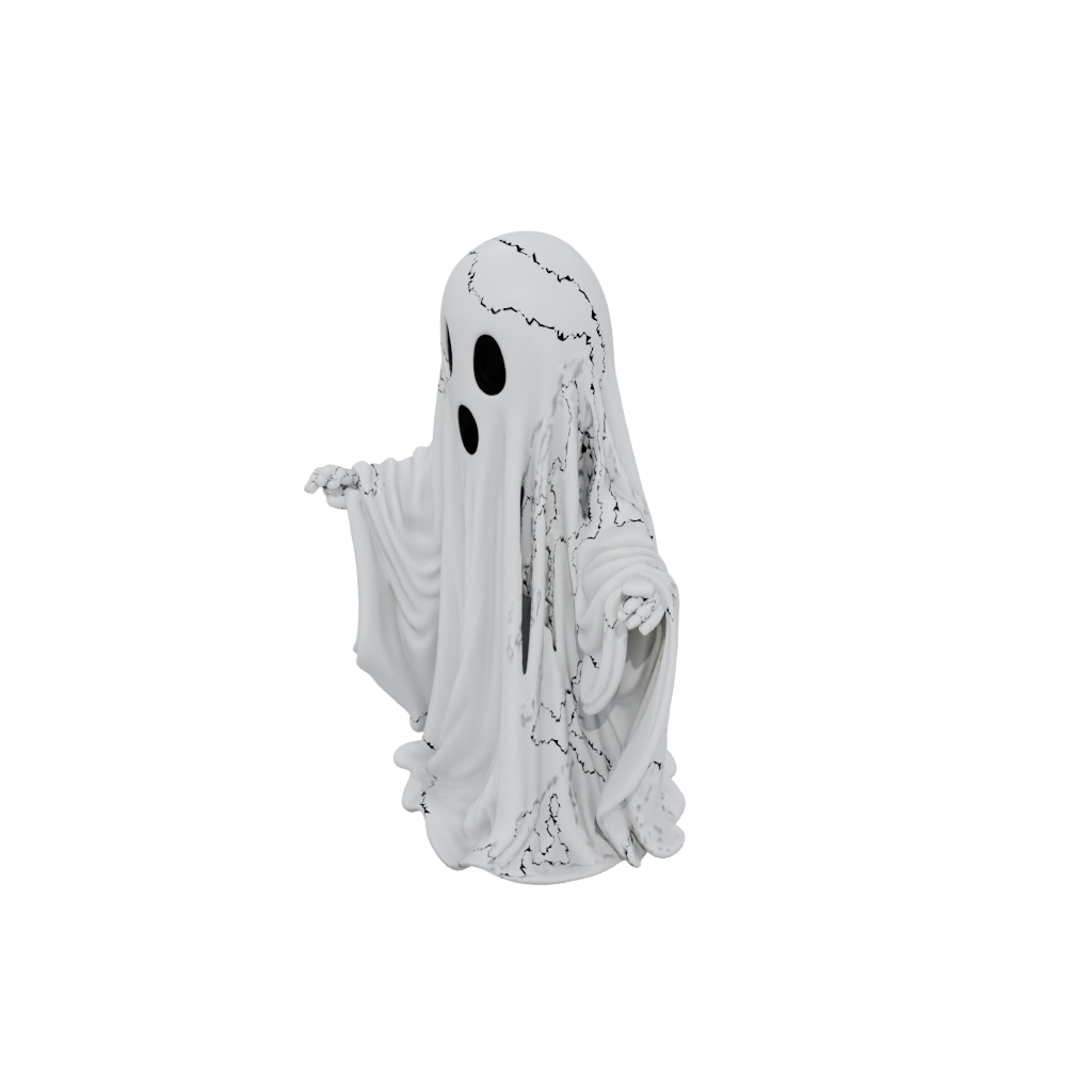 Pastel Modern Spooky Ghost Figurine — seasonal 3D print model, STL