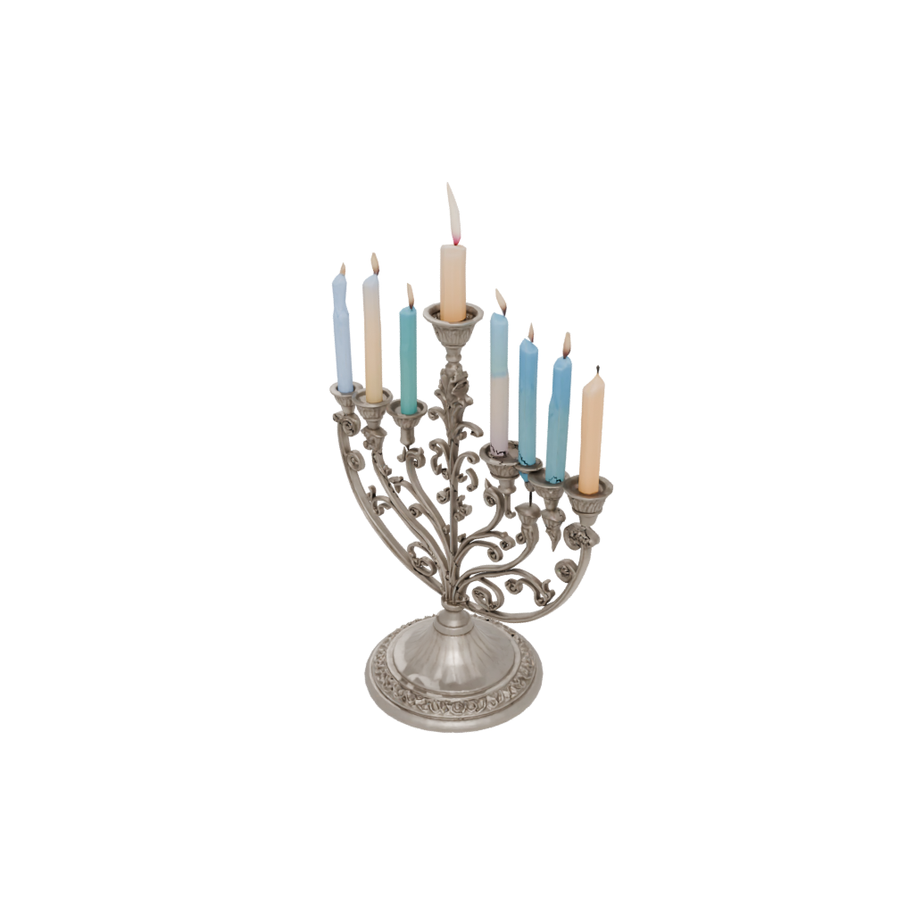 Pastel Ornate Menorah Candle Stand — seasonal 3D print model, STL