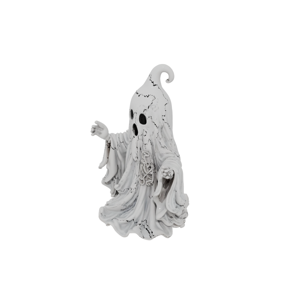Pastel Ornate Spooky Ghost Figurine — seasonal 3D print model, STL