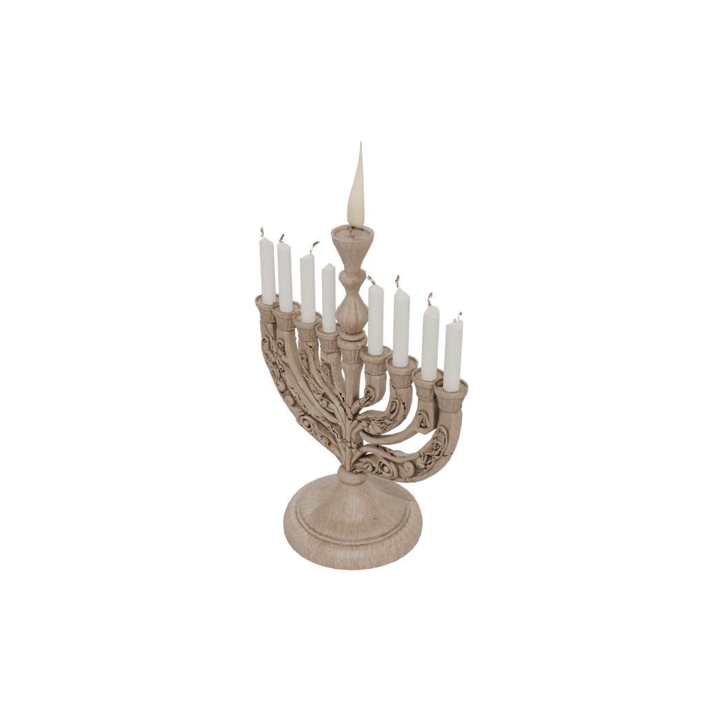Rustic Menorah Candle Stand — seasonal 3D print model, STL