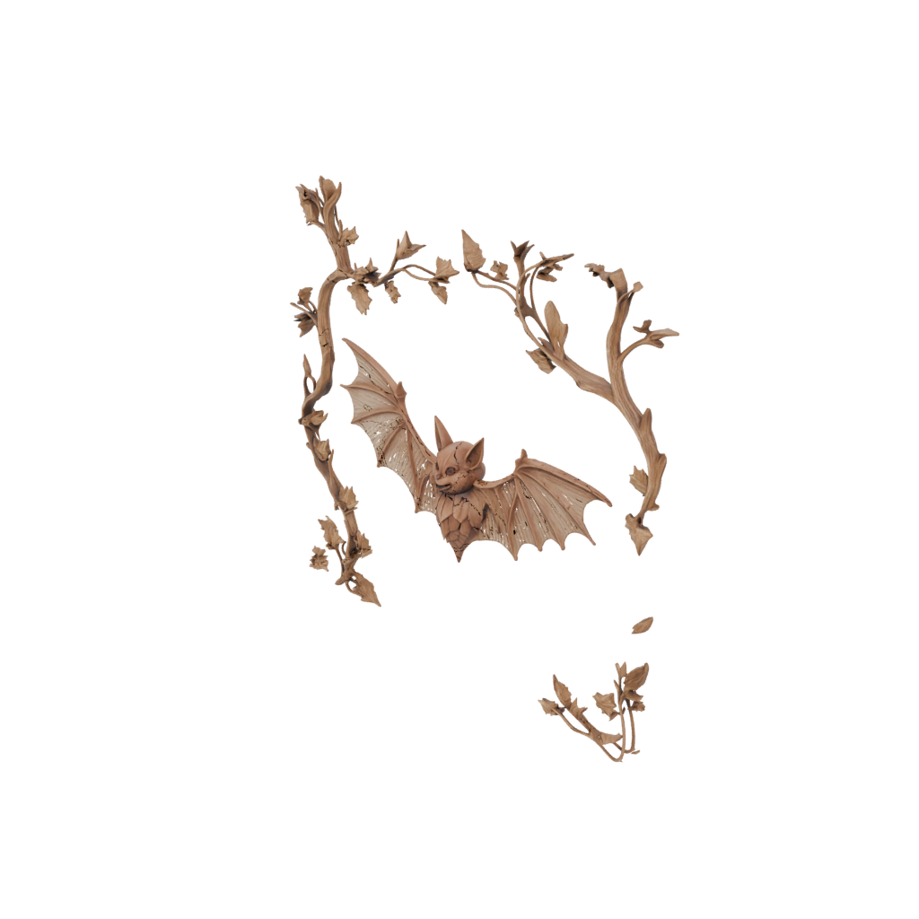 Woodgrain Bat Ornament — seasonal 3D print model, STL