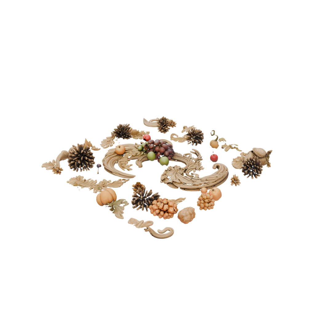 Woodgrain Cornucopia Centerpiece — seasonal 3D print model, STL