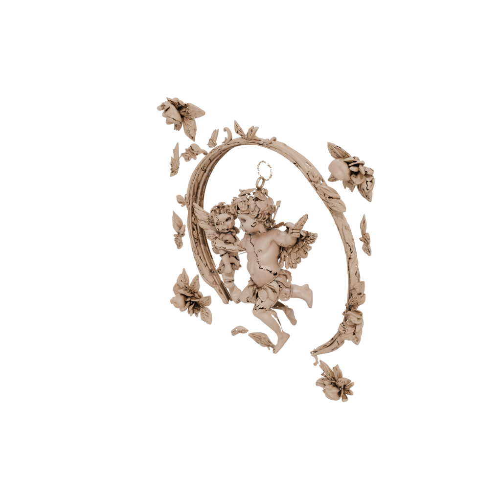 Woodgrain Cupid Charm — seasonal 3D print model, STL