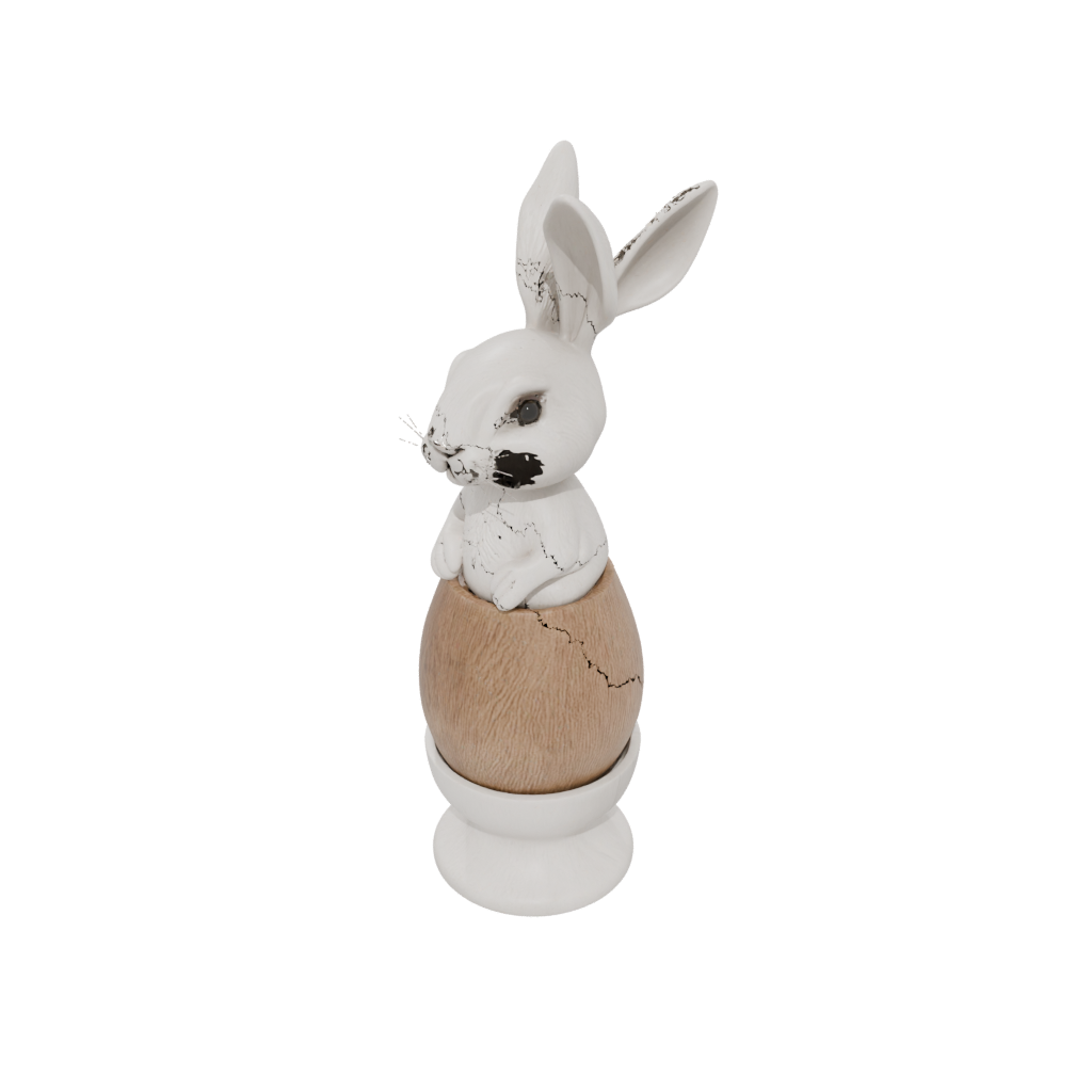 Woodgrain Egg Cup Bunny — seasonal 3D print model, STL