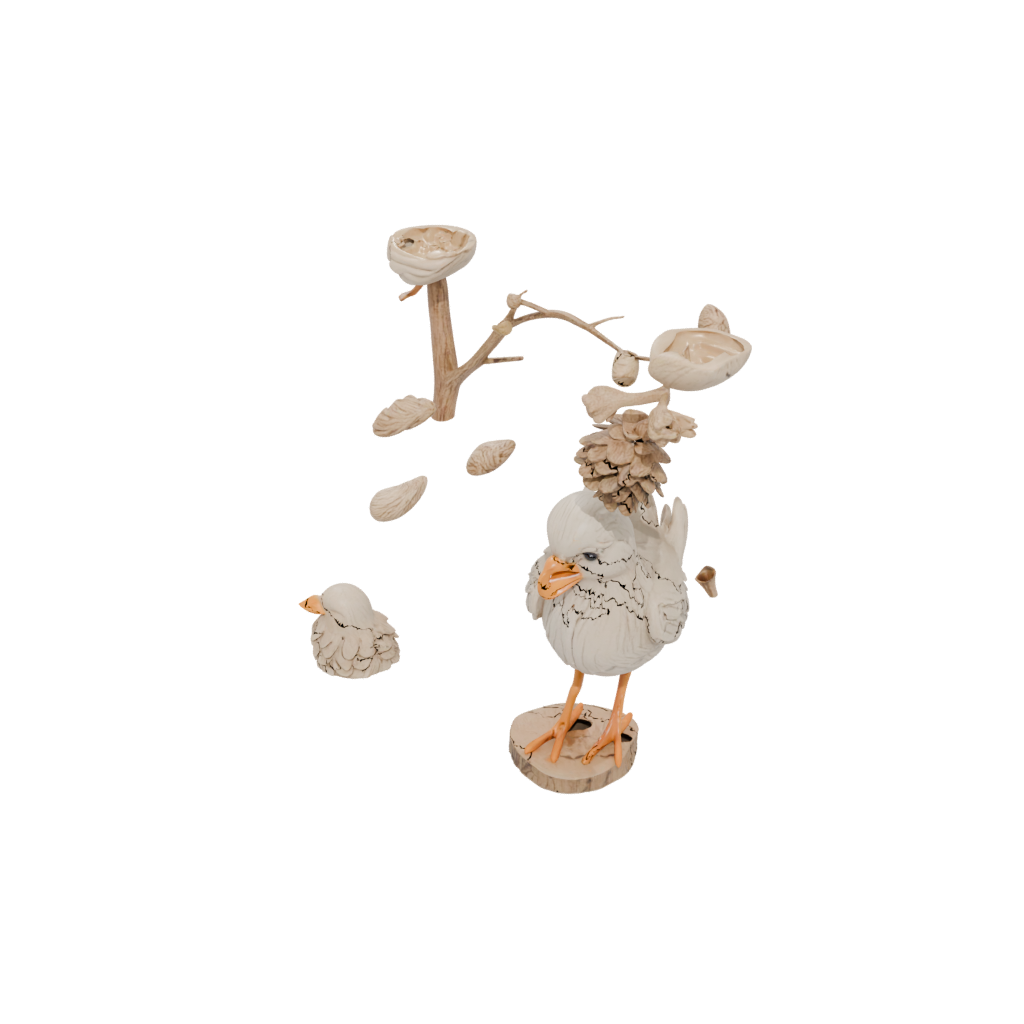 Woodgrain Spring Chick Figure — seasonal 3D print model, STL