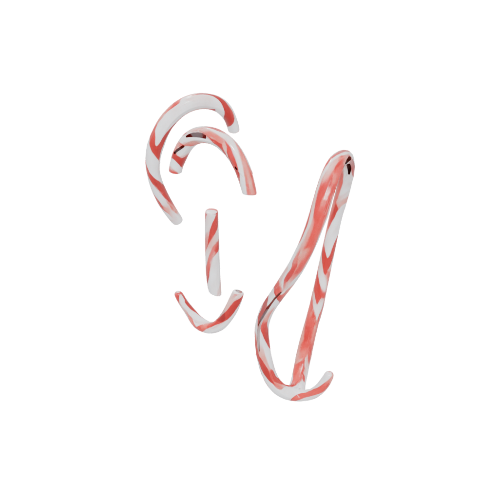 Woodgrain Cute Candy Cane Hook Pair — seasonal 3D print model, STL