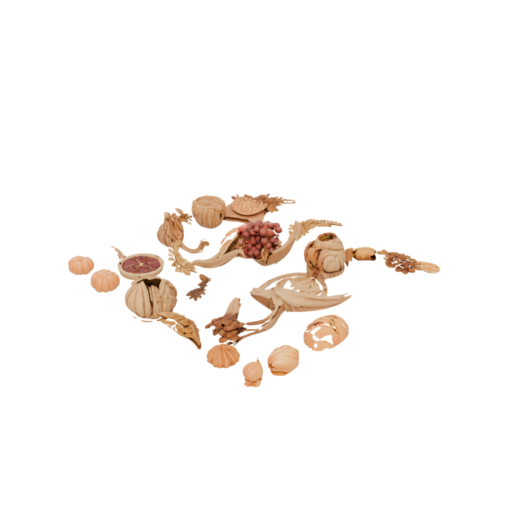 Woodgrain Cute Cornucopia Centerpiece — seasonal 3D print model, STL