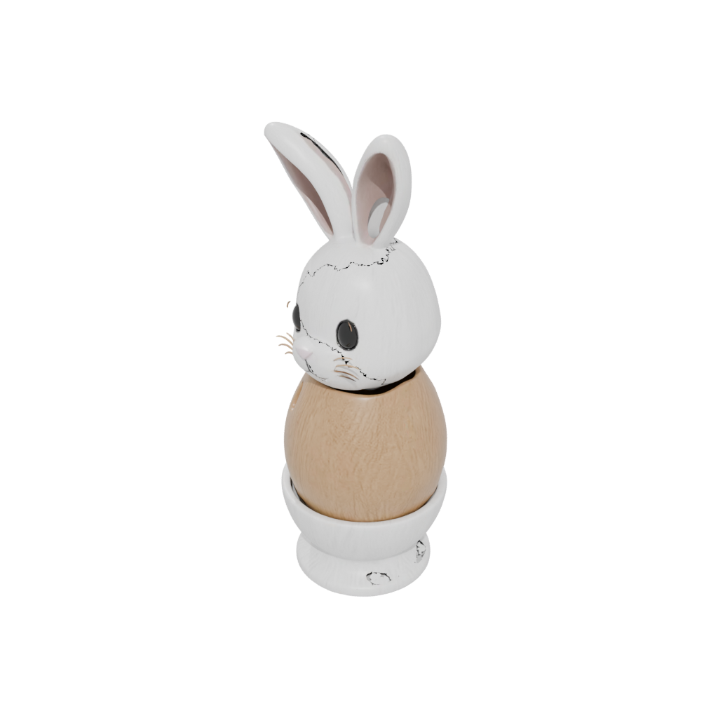 Woodgrain Cute Egg Cup Bunny — seasonal 3D print model, STL
