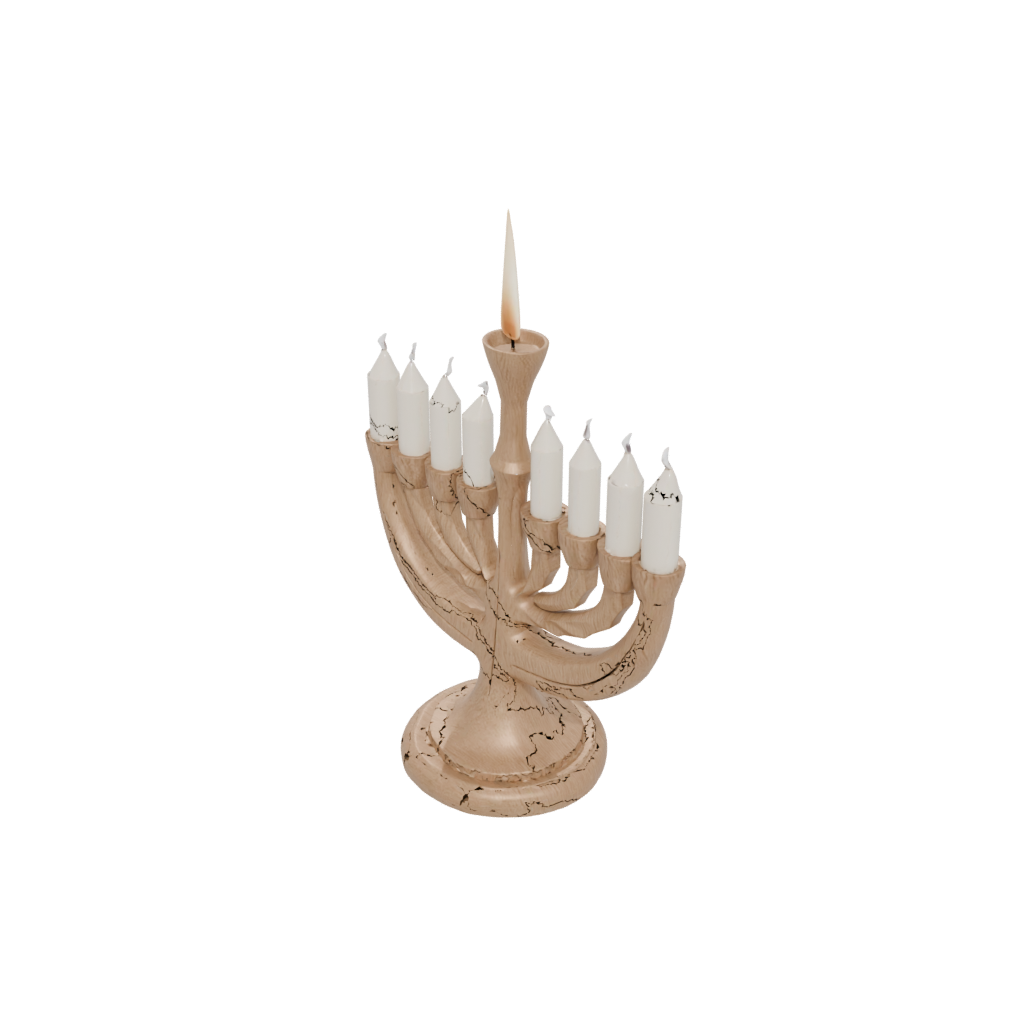 Woodgrain Cute Menorah Candle Stand — seasonal 3D print model, STL