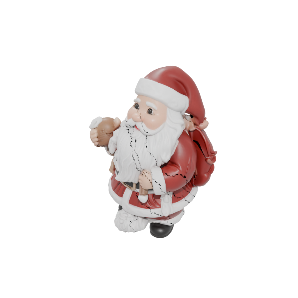 Woodgrain Cute Santa Figurine Original — seasonal 3D print model, STL
