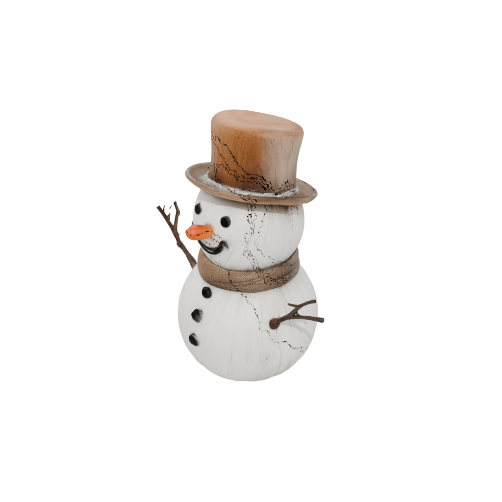 Woodgrain Cute Snowman Figure — seasonal 3D print model, STL