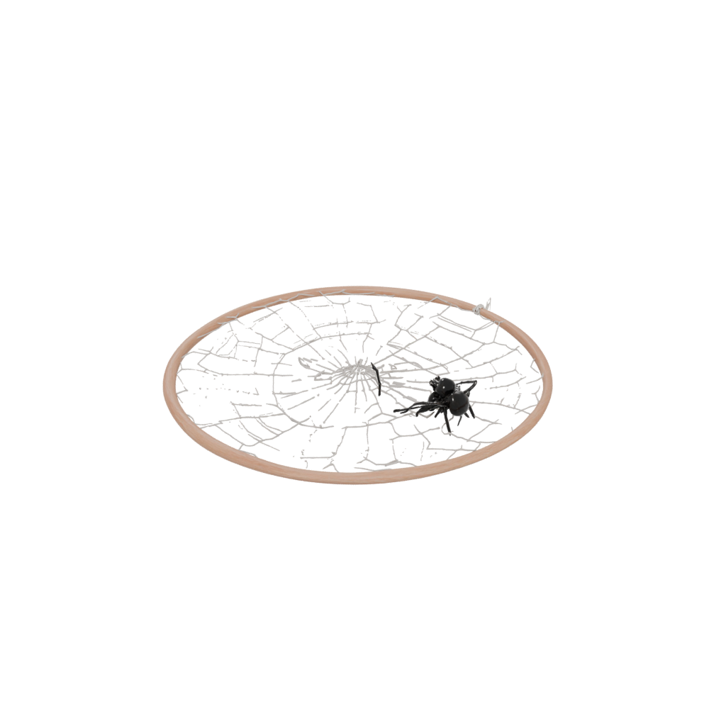 Woodgrain Cute Spider Web Wall Hanging — seasonal 3D print model, STL