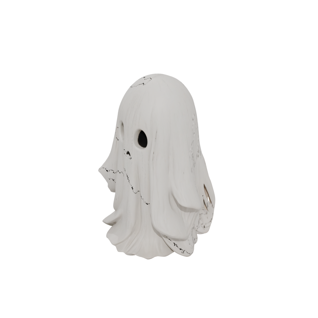 Woodgrain Cute Spooky Ghost Figurine — seasonal 3D print model, STL