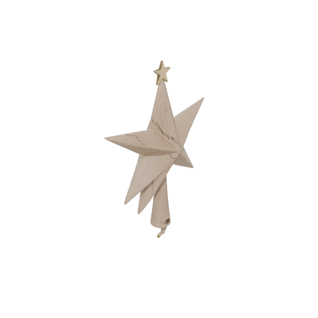 Woodgrain Modern Christmas Tree Topper Star — seasonal 3D print model, STL