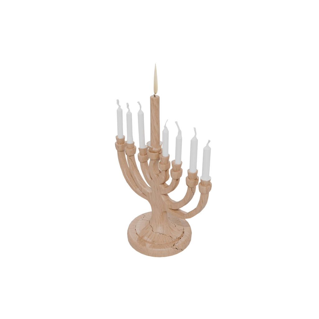 Woodgrain Modern Menorah Candle Stand — seasonal 3D print model, STL
