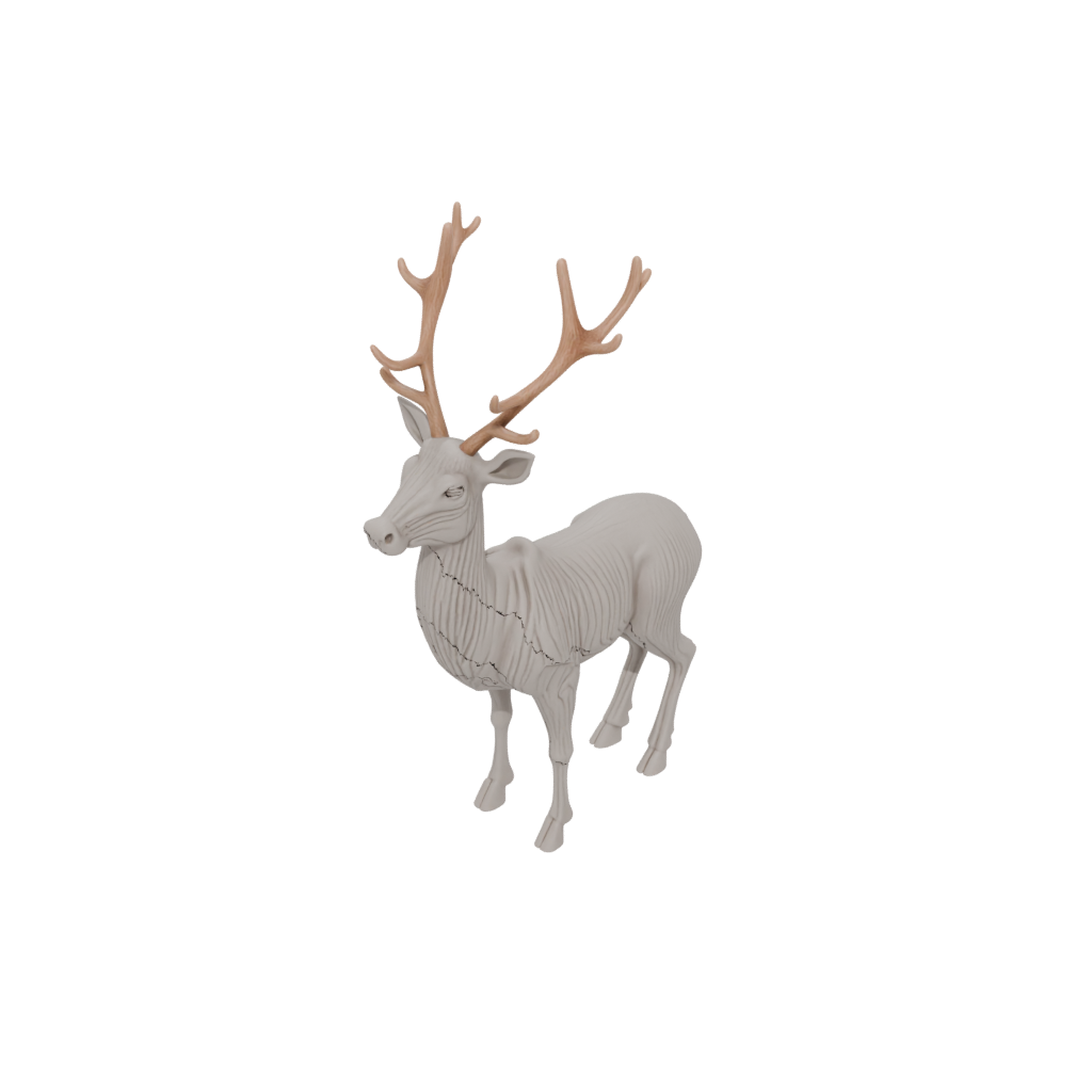 Woodgrain Modern Reindeer Figurine — seasonal 3D print model, STL