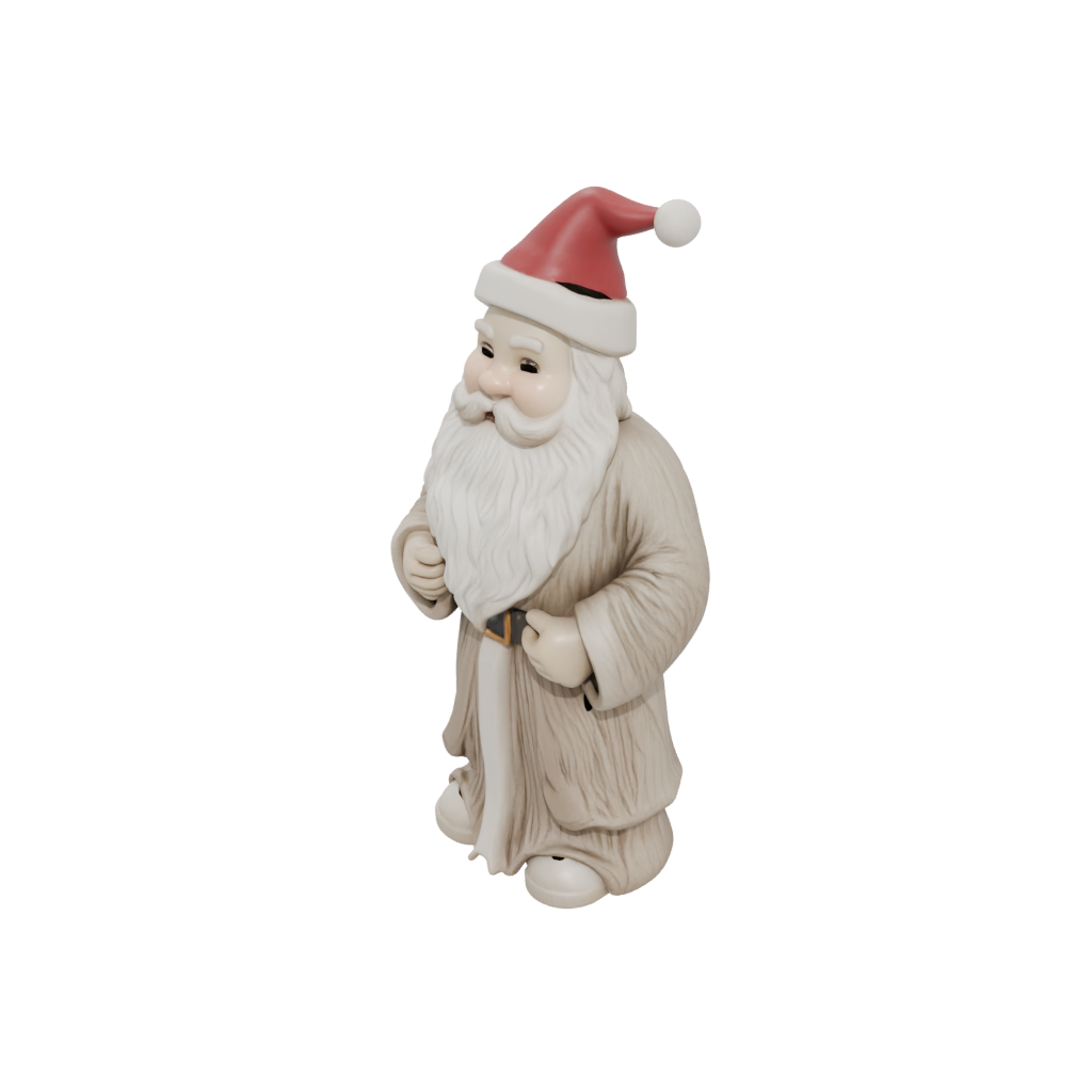 Woodgrain Modern Santa Figurine Original — seasonal 3D print model, STL