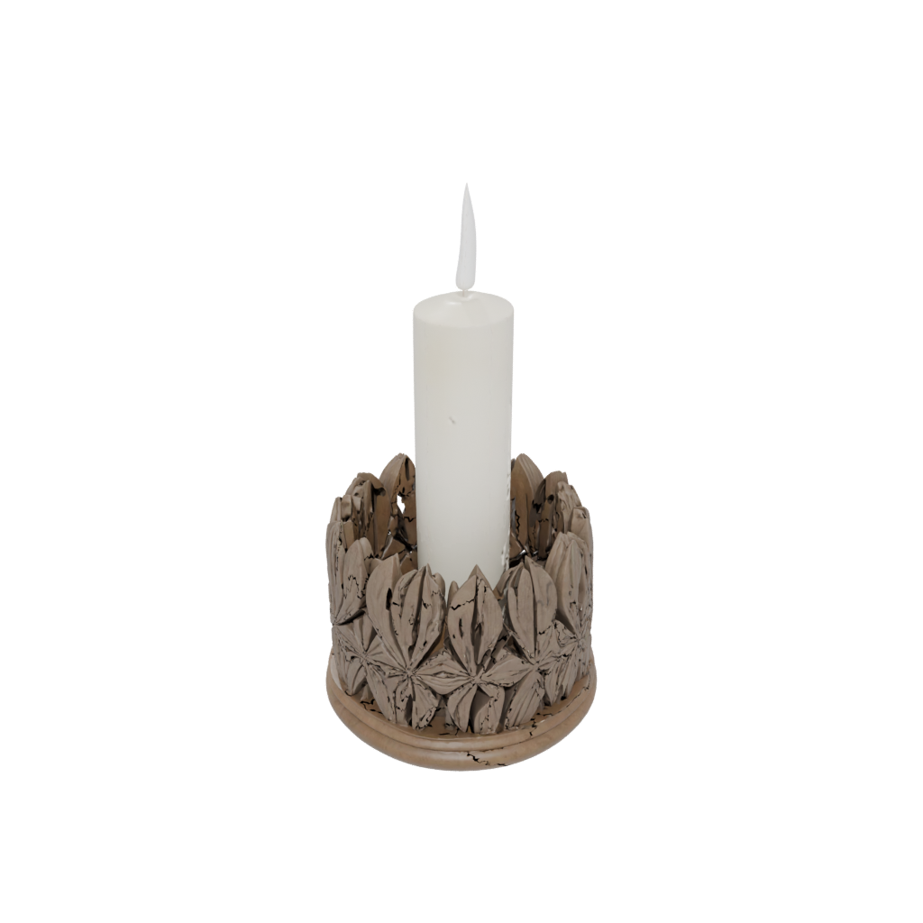Woodgrain Rustic Advent Candle Holder — seasonal 3D print model, STL