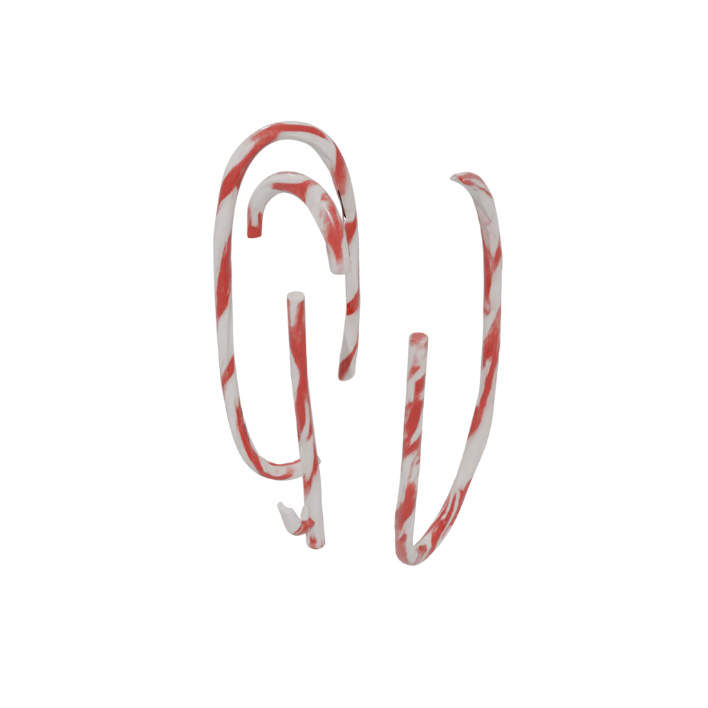 Woodgrain Rustic Candy Cane Hook Pair — seasonal 3D print model, STL