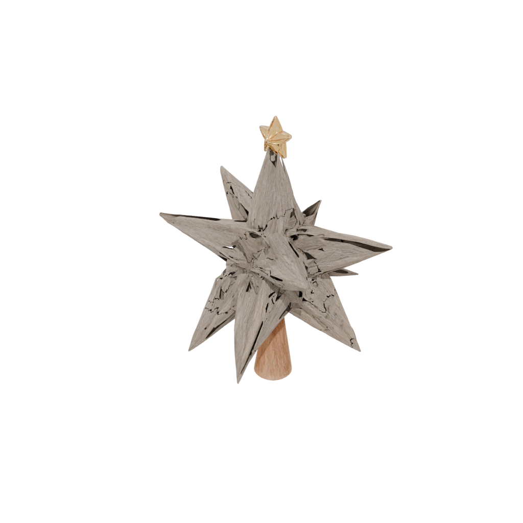Woodgrain Rustic Christmas Tree Topper Star — seasonal 3D print model, STL