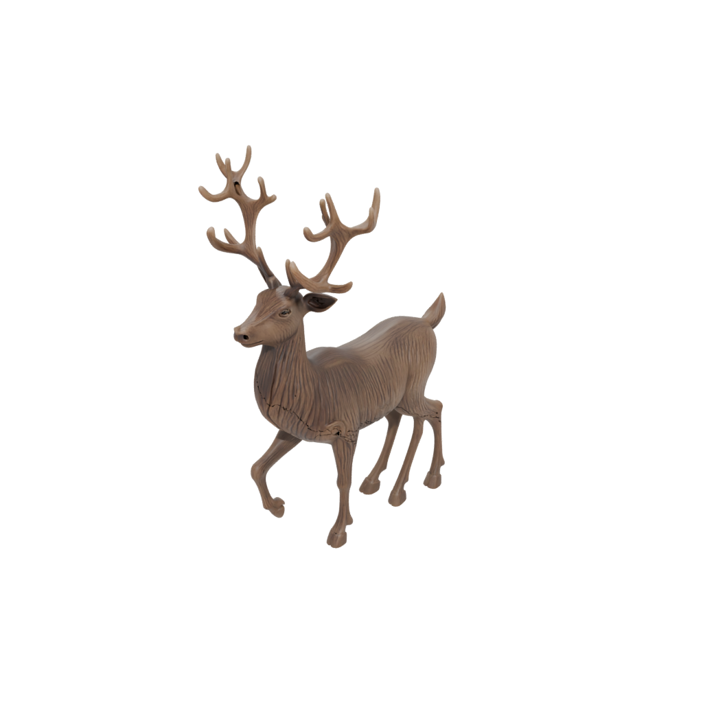 Woodgrain Rustic Reindeer Figurine — seasonal 3D print model, STL