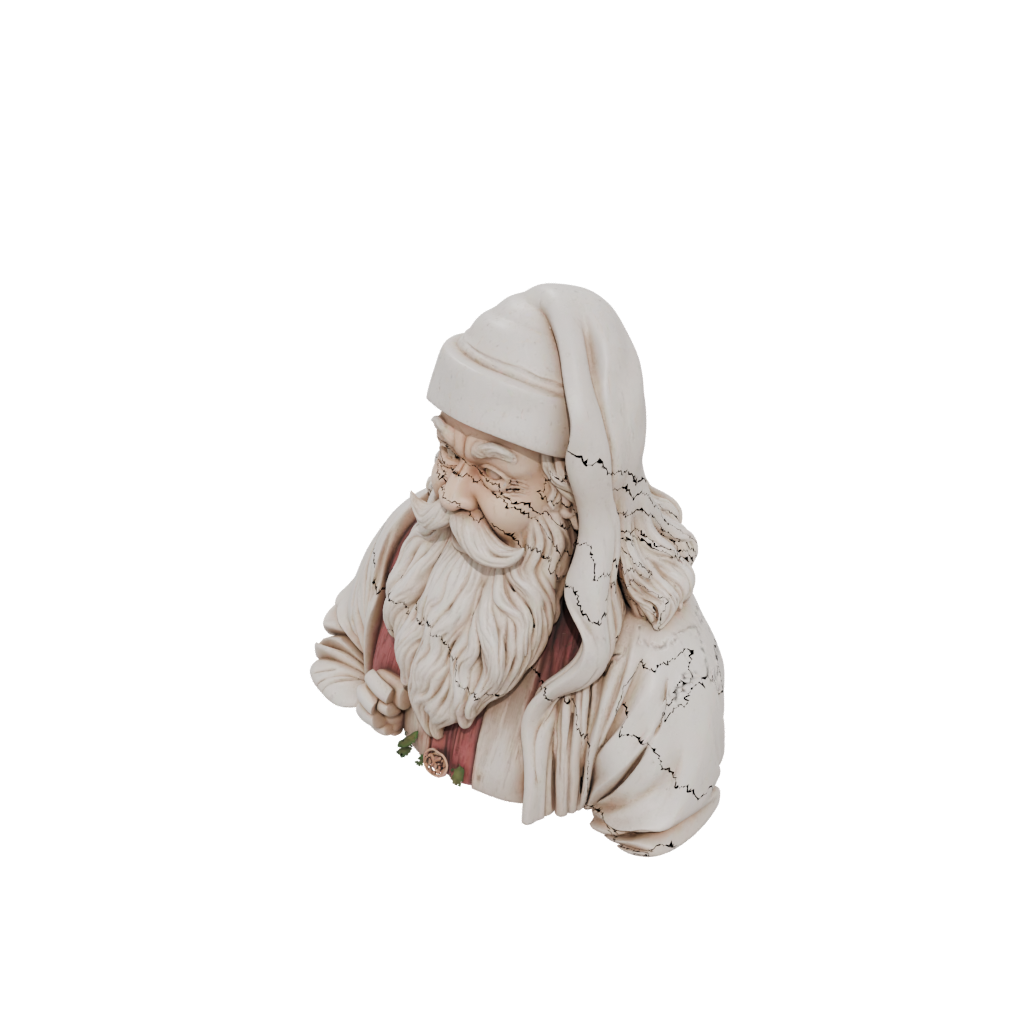 Woodgrain Rustic Santa Figurine Original — seasonal 3D print model, STL