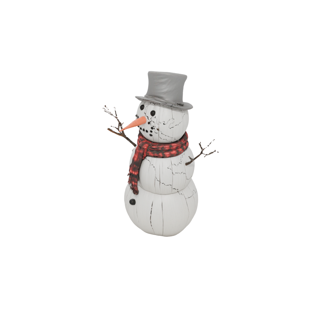 Woodgrain Rustic Snowman Figure — seasonal 3D print model, STL