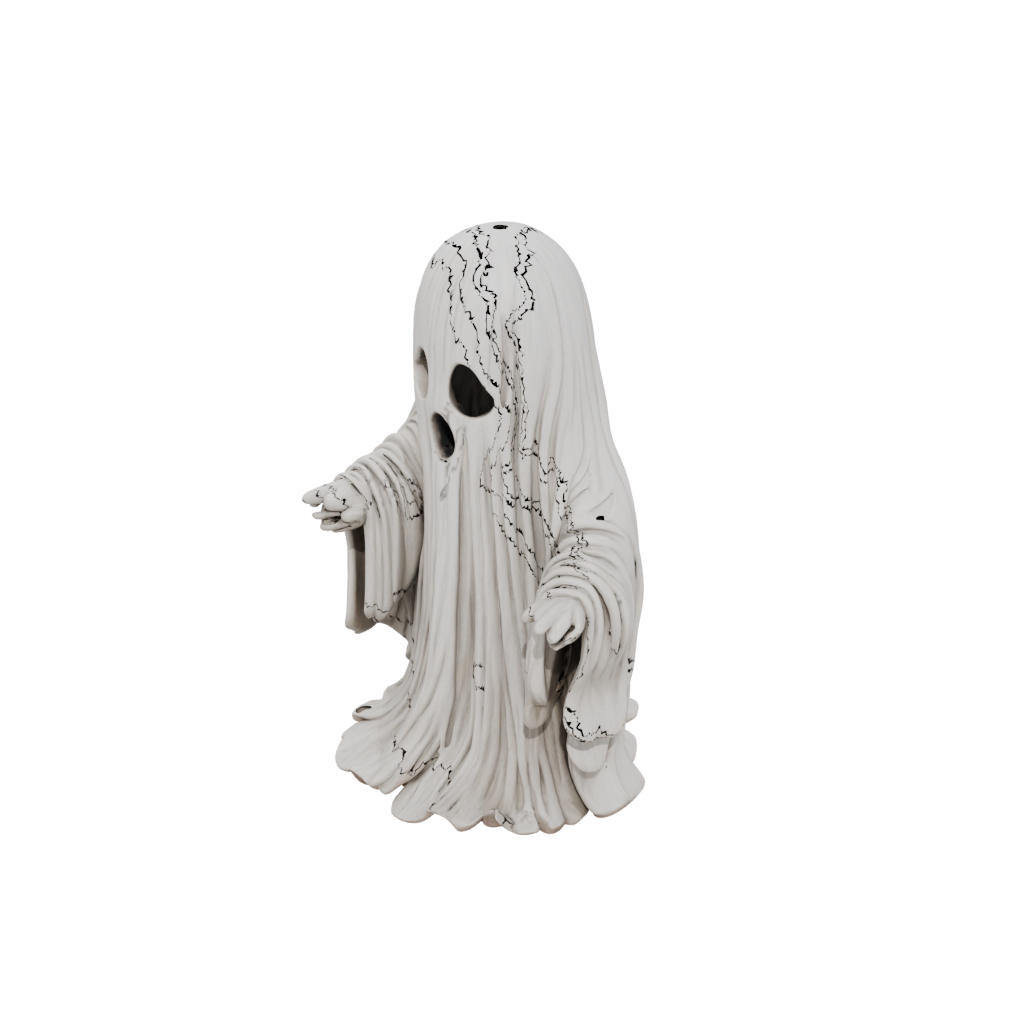 Woodgrain Rustic Spooky Ghost Figurine — seasonal 3D print model, STL