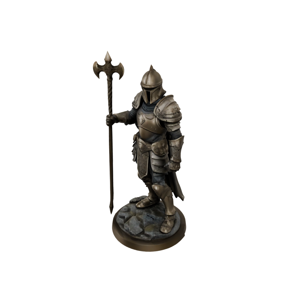 Bronze Armored Paladin With War Maul — tabletop minis 3D print model, STL
