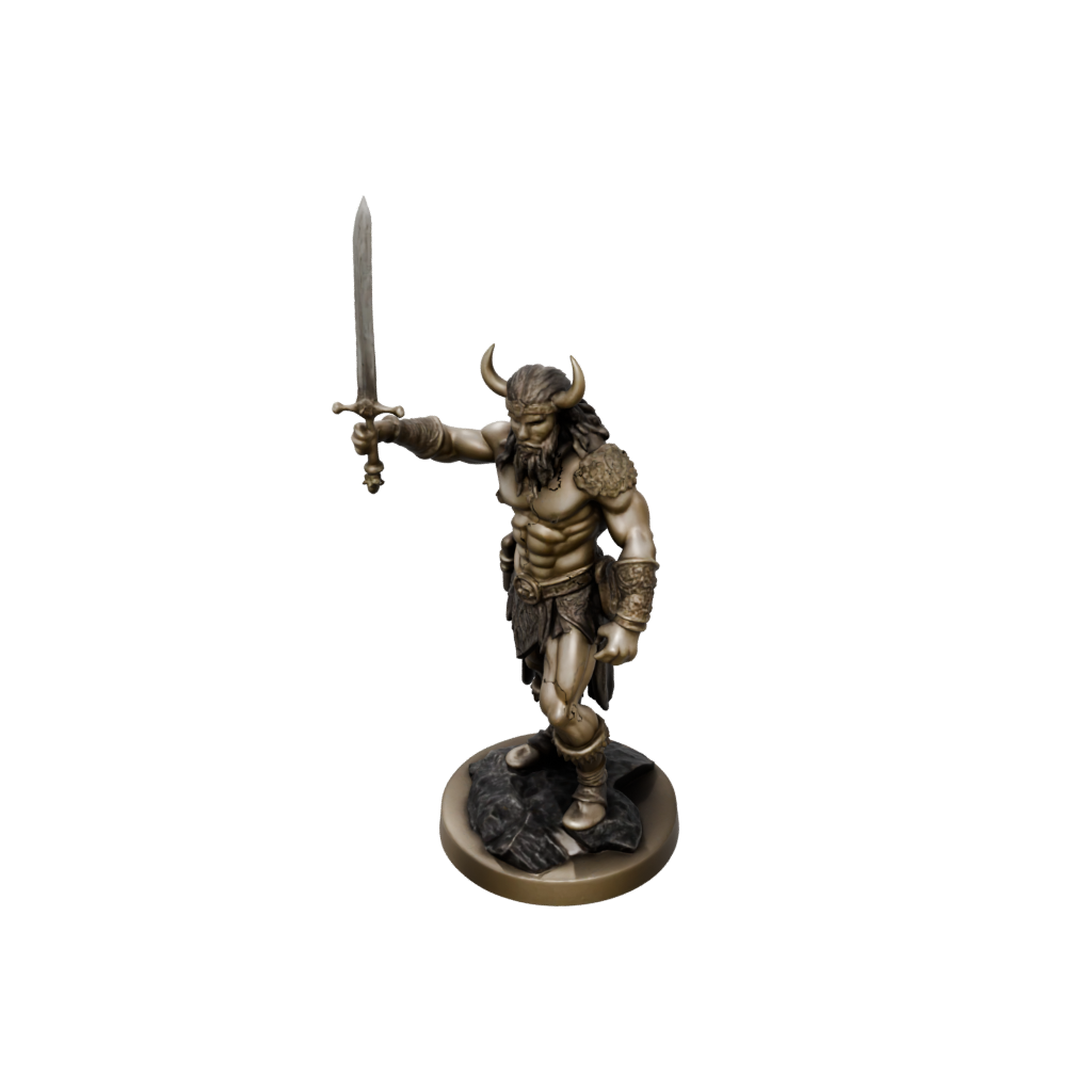 Bronze Barbarian With Greatsword — tabletop minis 3D print model, STL
